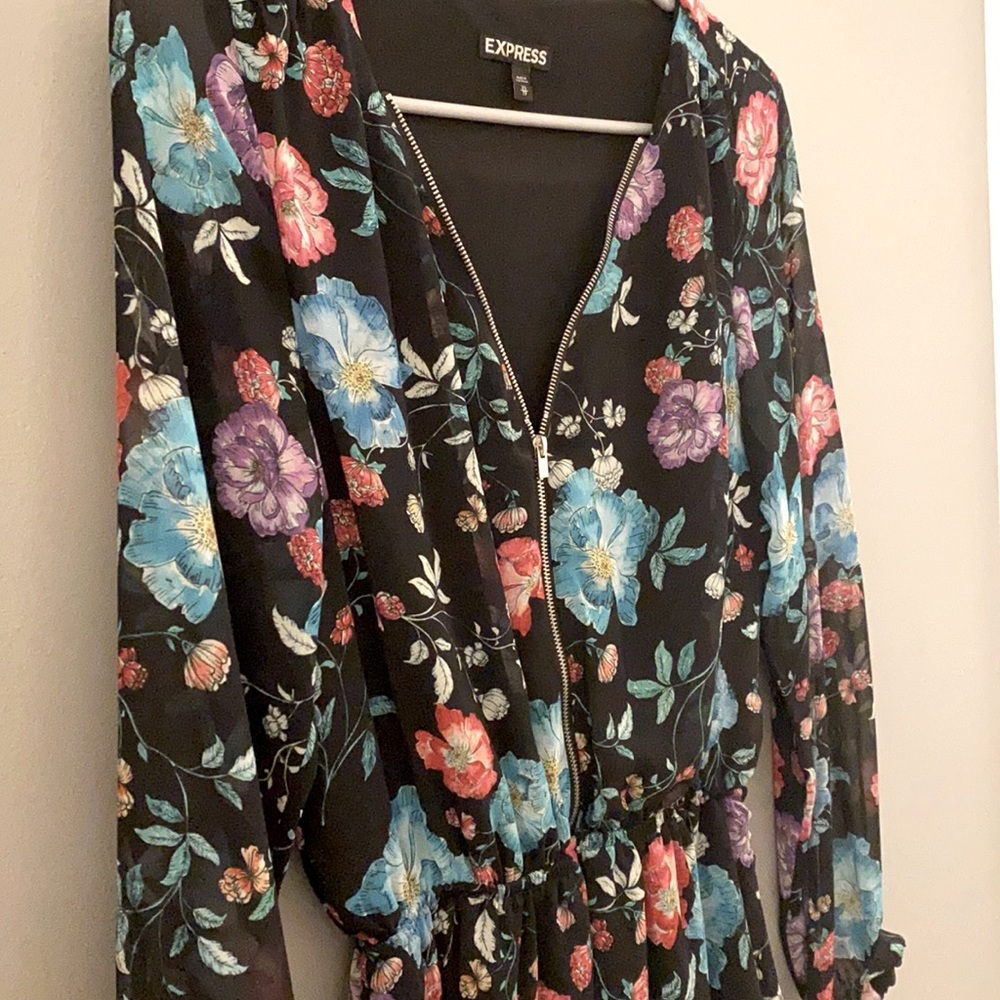 Floral Chiffon Long Sleeve Romper